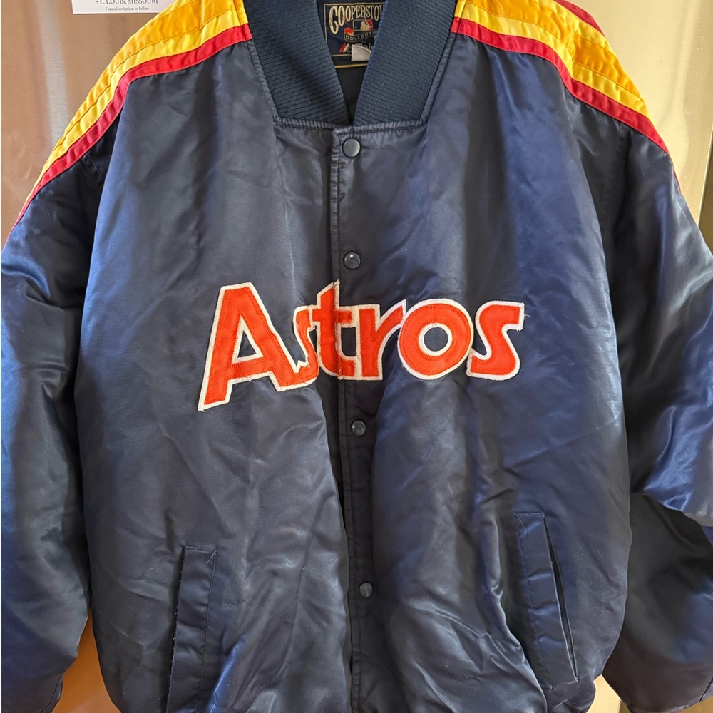 VTG 80s Houston Astros Navy Blue Satin Jacket
